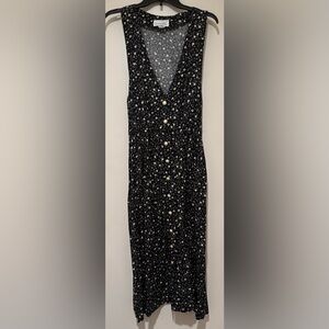 Floral Black Sleeveless Dress vintage 90